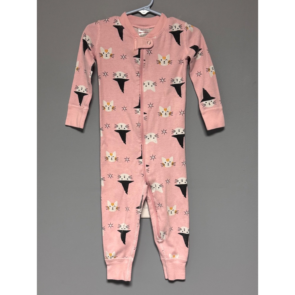 Hanna Andersson Pink Witch Cat Halloween Organic Cotton Sleeper Pajamas 2T 85cm